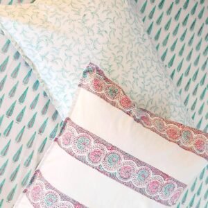 Sea green cypress blockprint cotton bedsheet