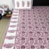 purple handblock cotton bedsheet