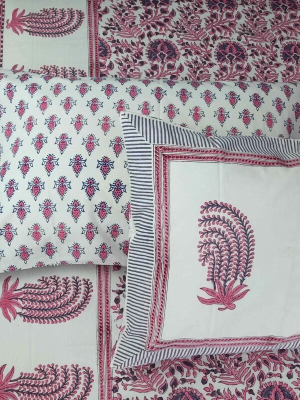 handblock printed double bedsheet in floral prints