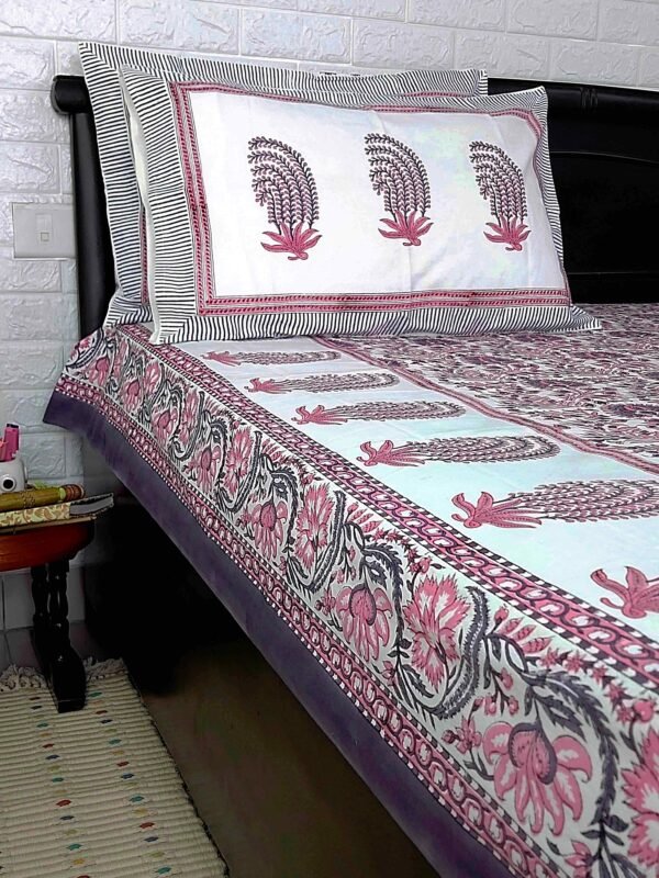 handblock printed double bedsheet in floral prints