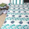 teal blue floral blockprinted bed sheet