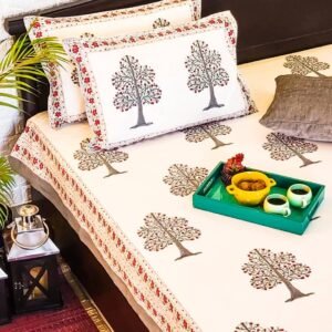 Treelife blockprinted cotton double bedsheet