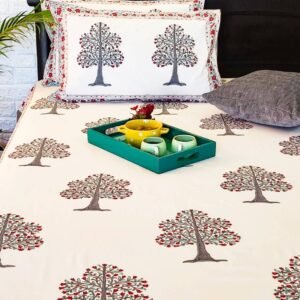 Treelife blockprinted cotton double bedsheet