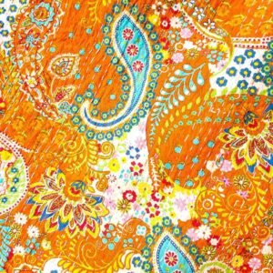 Orange Kantha Bedcover