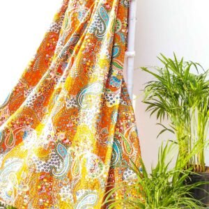 Orange Kantha Bedcover