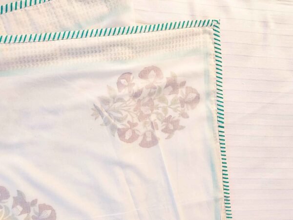 white handblock cotton summer blanket