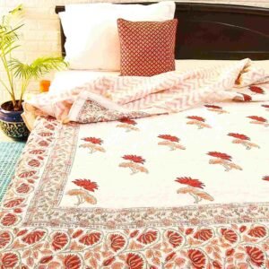 Twin Floral Boota Double Bed Cotton Quilt