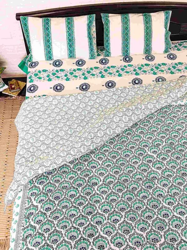 Mor Bagh Handblock Printed Double Bed Quilt - Image 2