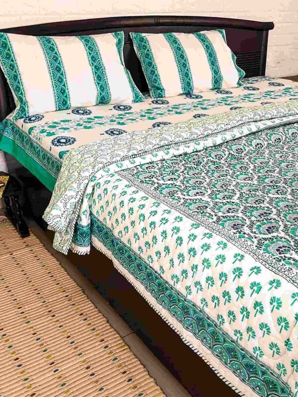 mor bagh green cotton quilt