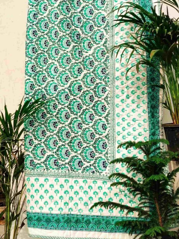 mor bagh green cotton quilt