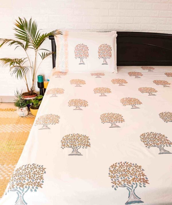 orange cotton double bedsheet