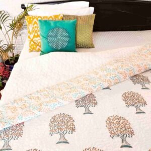 Orange Tree Double Bed Cotton Quilt