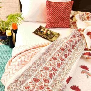 Twin Floral Boota Double Bed Cotton Quilt