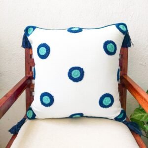 Turquoise boho embroidery cushion cover 18″inch