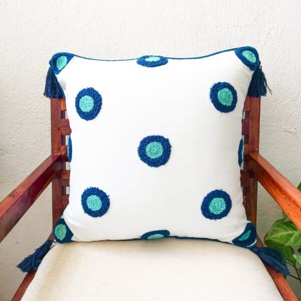 blue turquoise embroidered cushion cover 18 inch