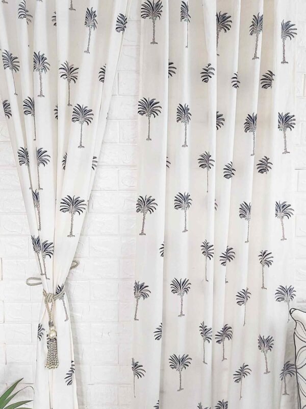 Blue Cotton Curtain Handblock