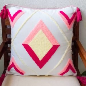 pink boho embroidery cushion cover 18″