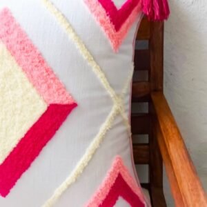 pink boho embroidery cushion cover 18″