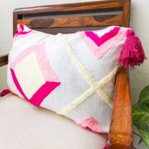 Pink lumbar embroidery cushion cover