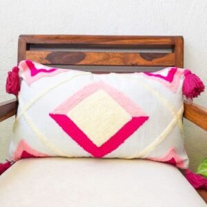 Pink lumbar embroidery cushion cover