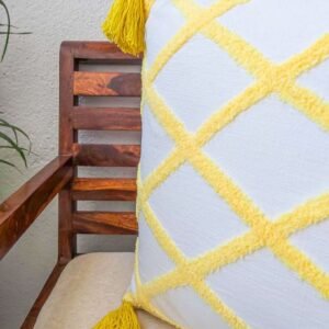 Yellow boho embroidery cushion cover 18″