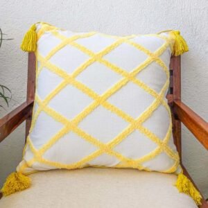 Yellow boho embroidery cushion cover 18″