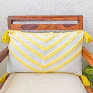 Yellow embroidery lumbar cushion cover