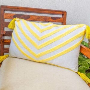 Yellow embroidery lumbar cushion cover