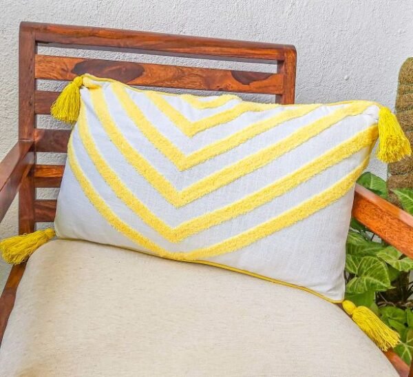 yellow embroidery lumbar cushion cover