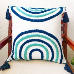 Turquoise embroidery cushion cover 18″