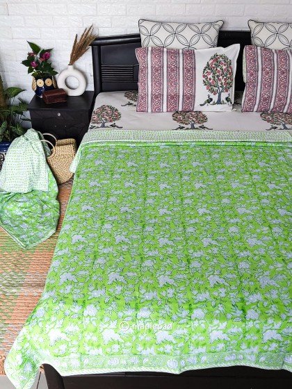 green single bed cotton summer blanket