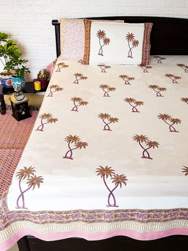 Blockprint cotton double bedsheet wtih shams