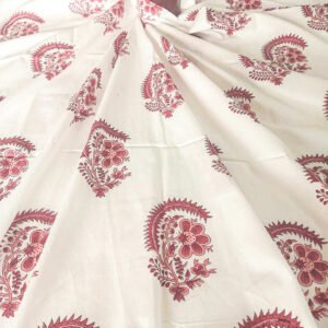 Maroon Butta Cotton Handblock Fabric