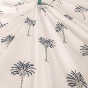 Blue Palm Tree Cotton Fabric