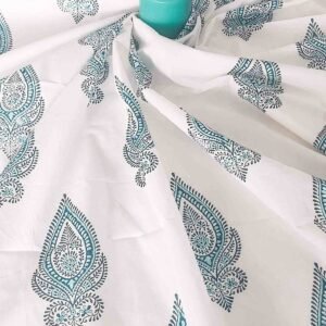 Turquoise Cotton Fabric handblock