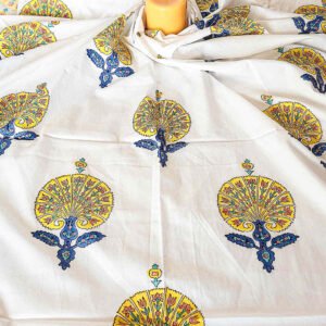 Yellow Butta Cotton Handblock Fabric