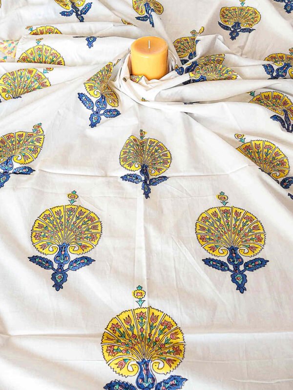 yellow butta cotton handblock fabric