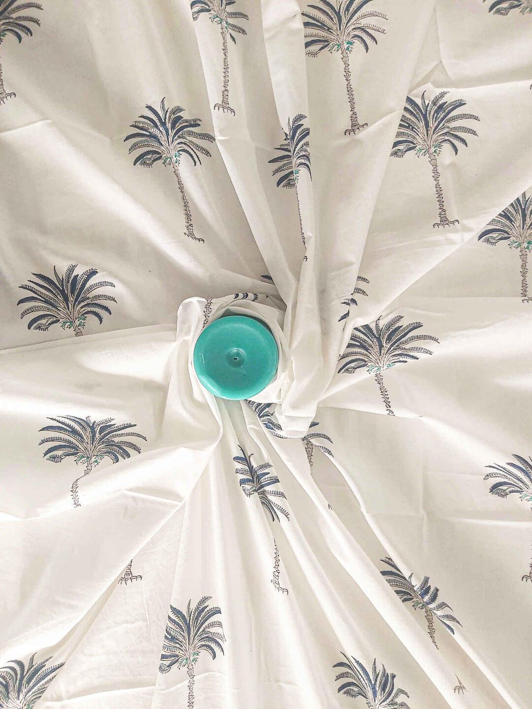 blue palm tree cotton fabric