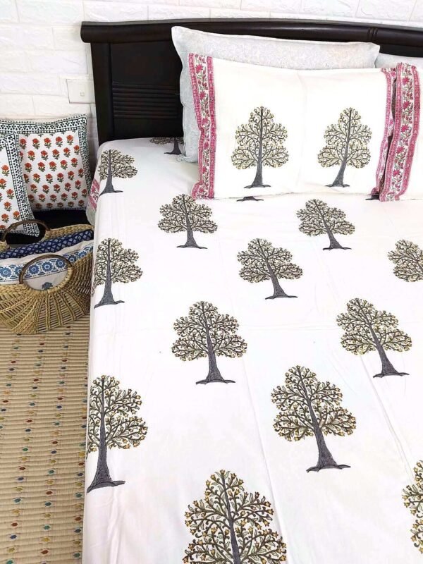 pomegranate tree motif cotton bedsheet