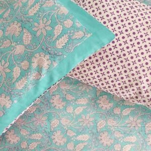 Sea Green Cotton Double Bedsheet