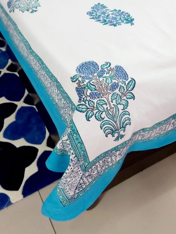 turquoise cotton double bedsheet3