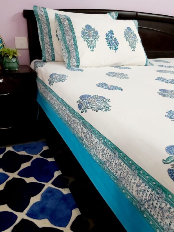 turquoise cotton double bedsheet4