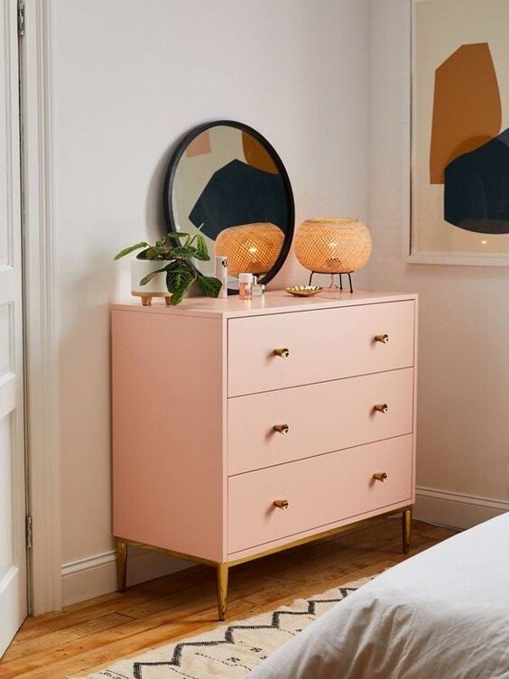 peach fuzz pantone 13-1023 bedroom side counter table