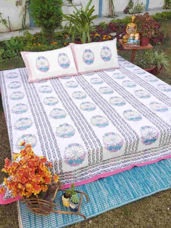 pink floral wheel cotton double Bedsheet m