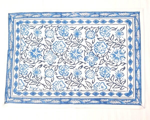 Cotton Placemats 6 seater blue